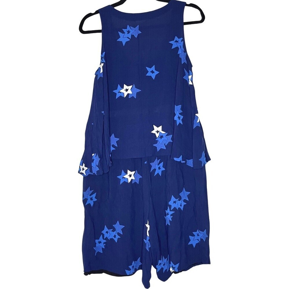 See By Chloe Womens Short Tank Set 10 Blue Viscose Bermuda Lined Stars Relaxed - Picture 2 of 16
